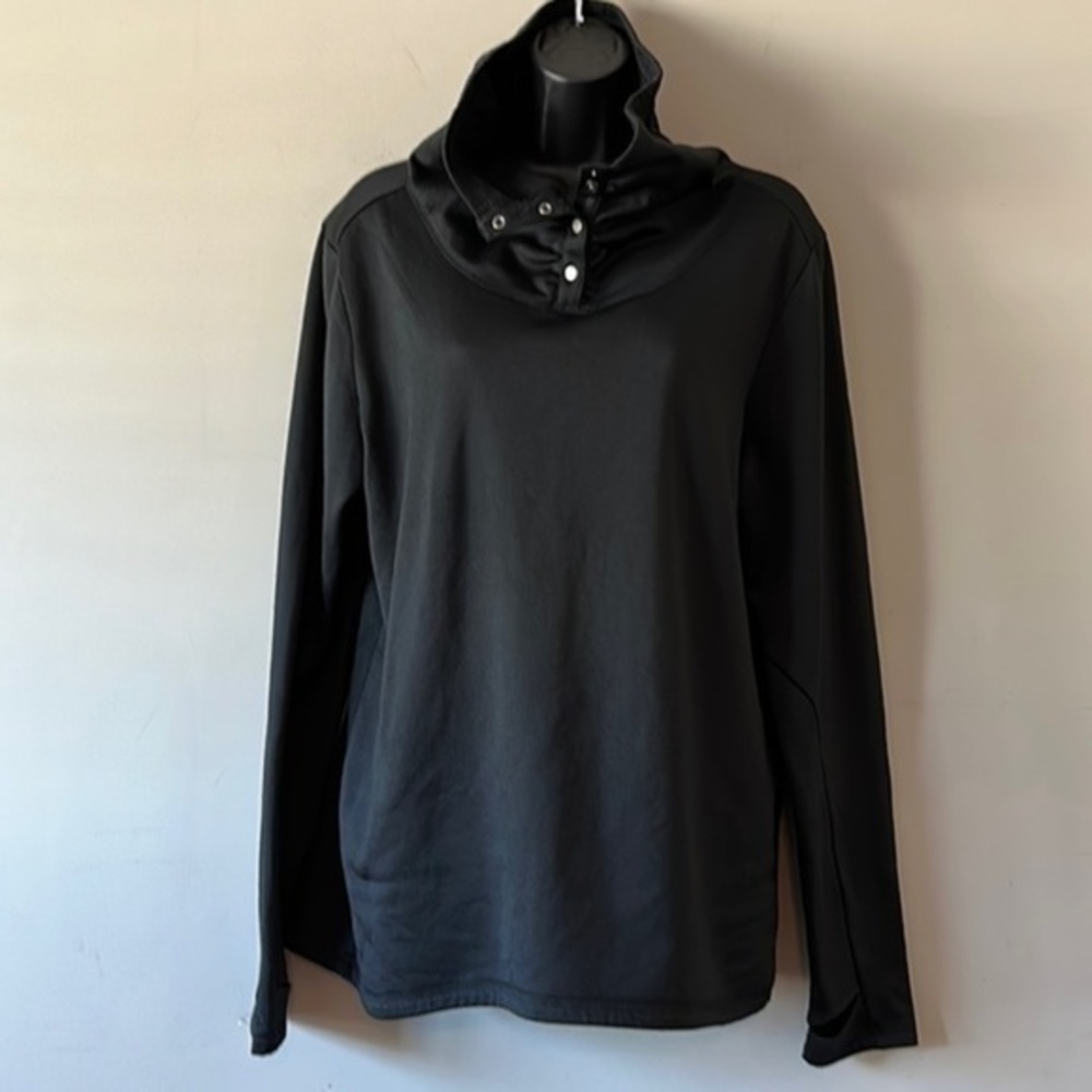 Koppen Button Ruched High Neck Thumb Hole Fleece women’s Soft Long Sleeve Top XL